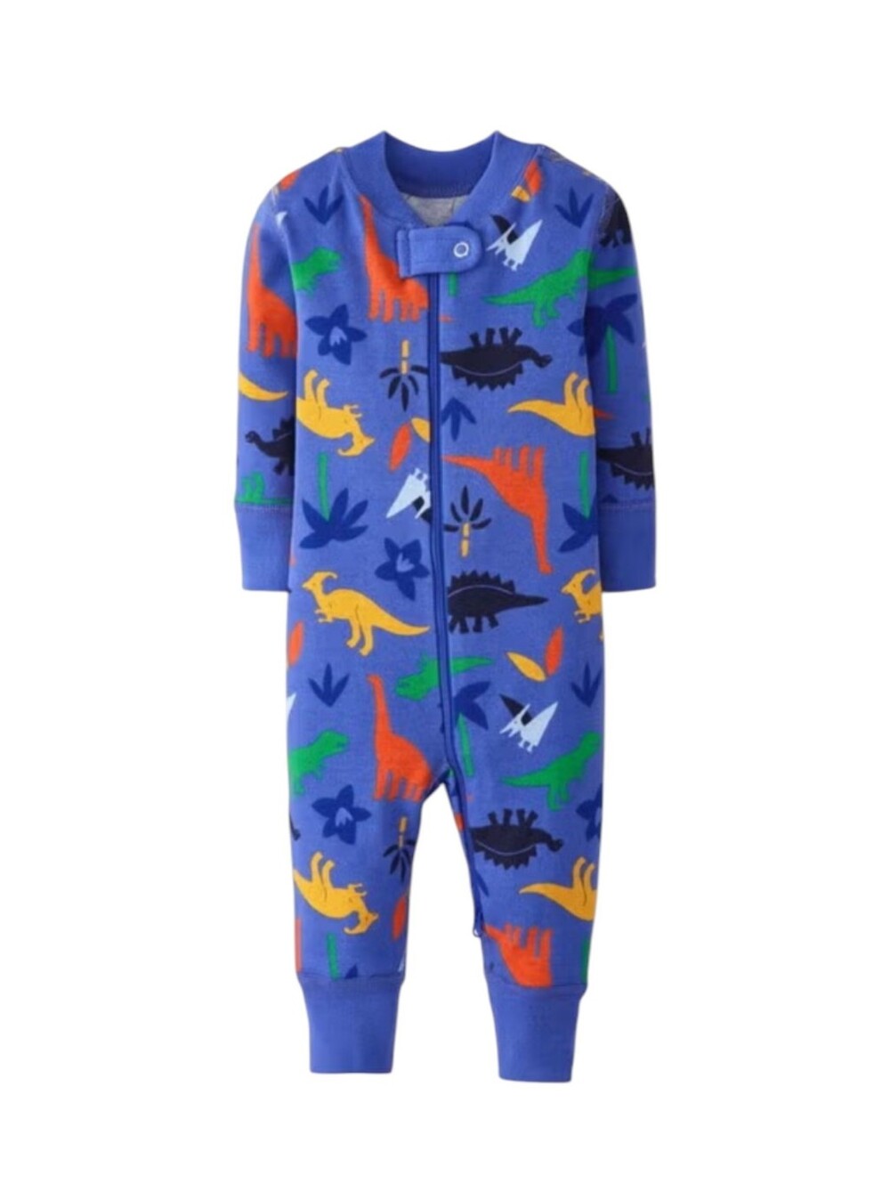 Hanna Andersson Kids Long John Zipper Cotton Pajamas Blue Dinosaurs Boys 90 3T